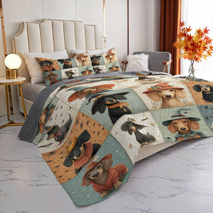 Lorva All Season Quilt 3-Piece Set Dachshund Witch