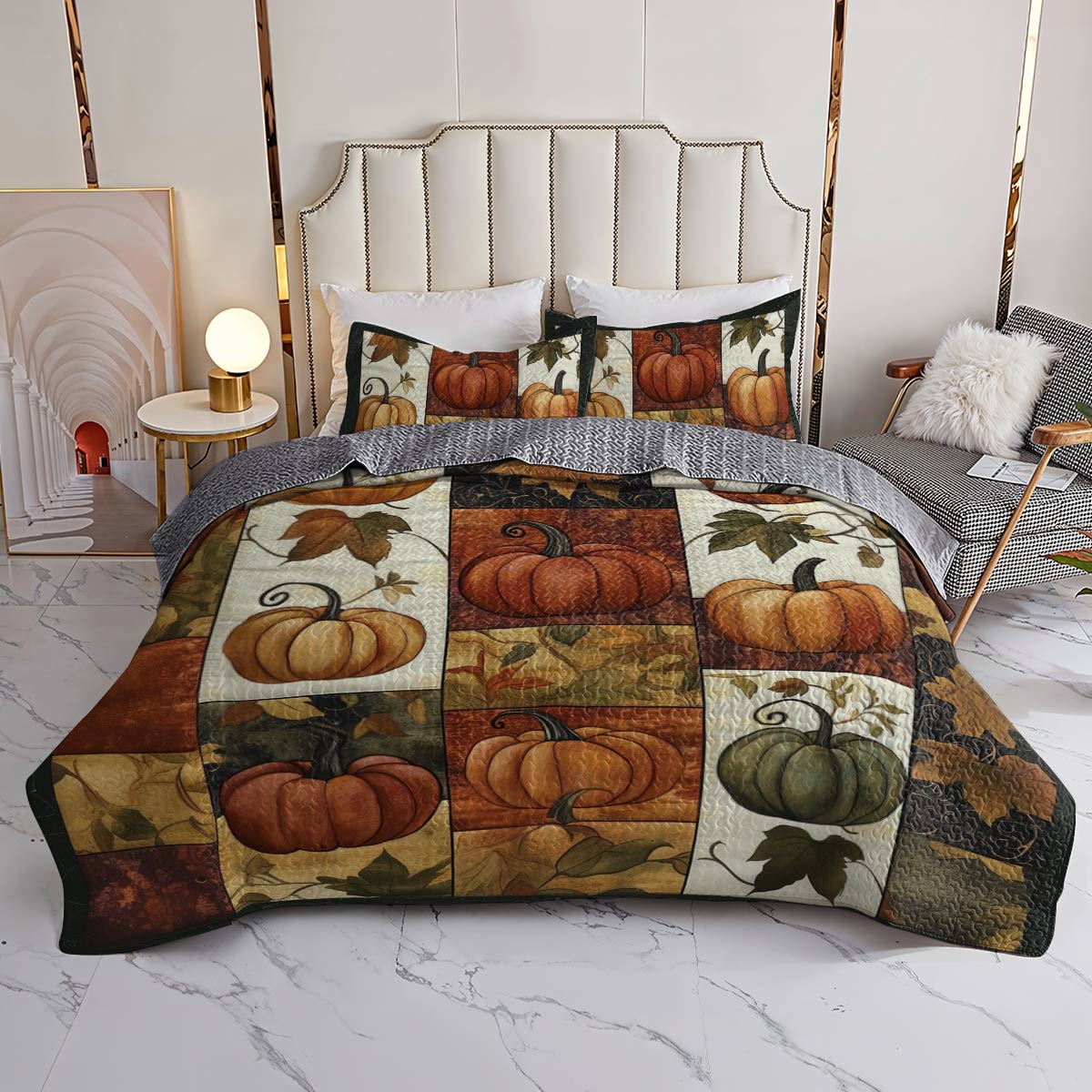 Halloween Lorva All Season Quilt 3-Piece Set Rustic Harvest Pumpkins