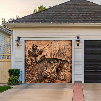 Lorva Fishing Garage Door Banner Decoration Majestic Largemouth Bass