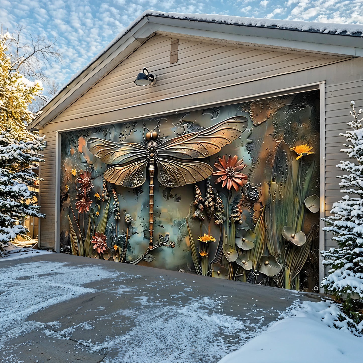 Lorva Garage Door Banner Decoration Enchanted Dragonfly