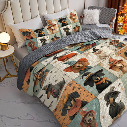 Lorva All Season Quilt 3-Piece Set Dachshund Witch