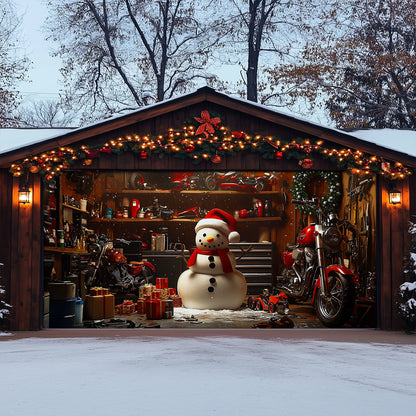 Lorva Christmas Garage Door Banner Decoration Snowman's Workshop