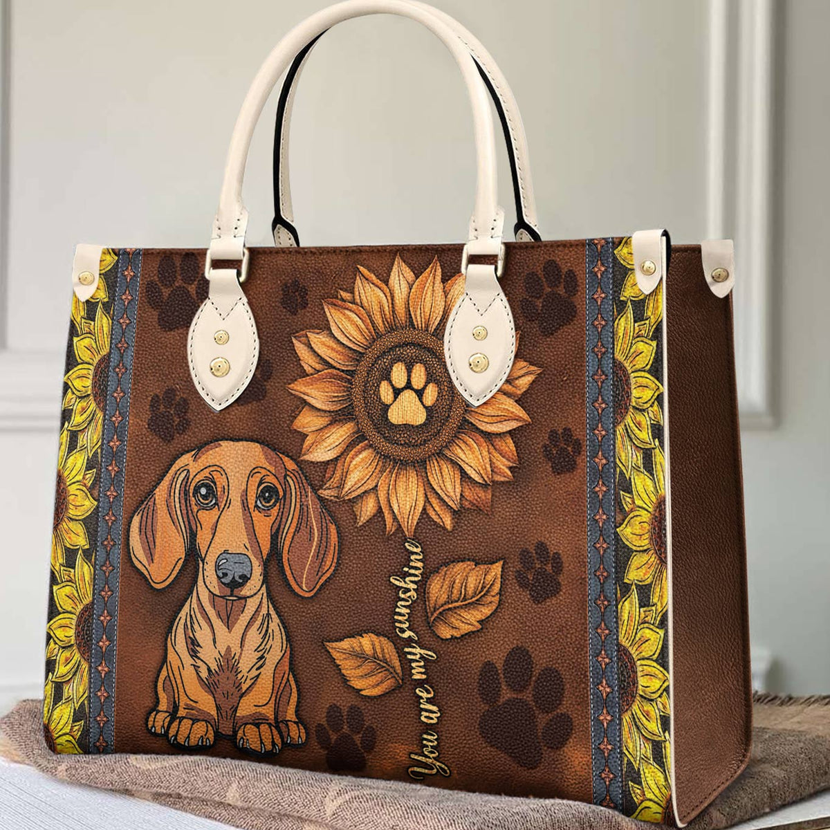 Lorva Leather Bag Dachshund You Are My Sunshine