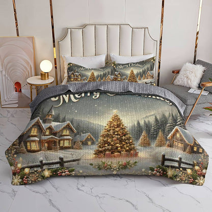 Lorva All Season Quilt 3-Piece Set Vintage Merry Christmas