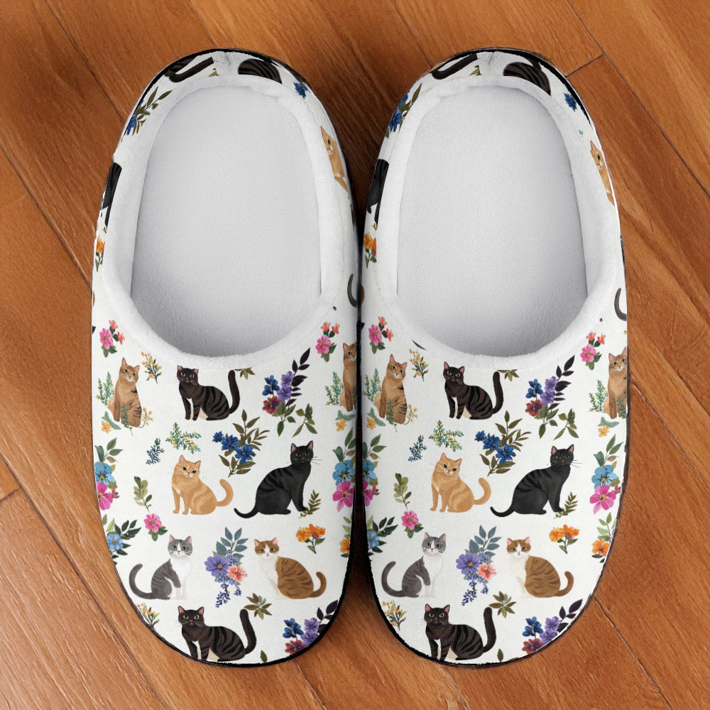 Lorva Slippers Cute Floral Cats