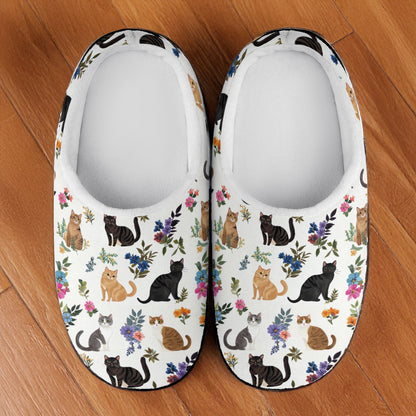 Lorva Slippers Cute Floral Cats