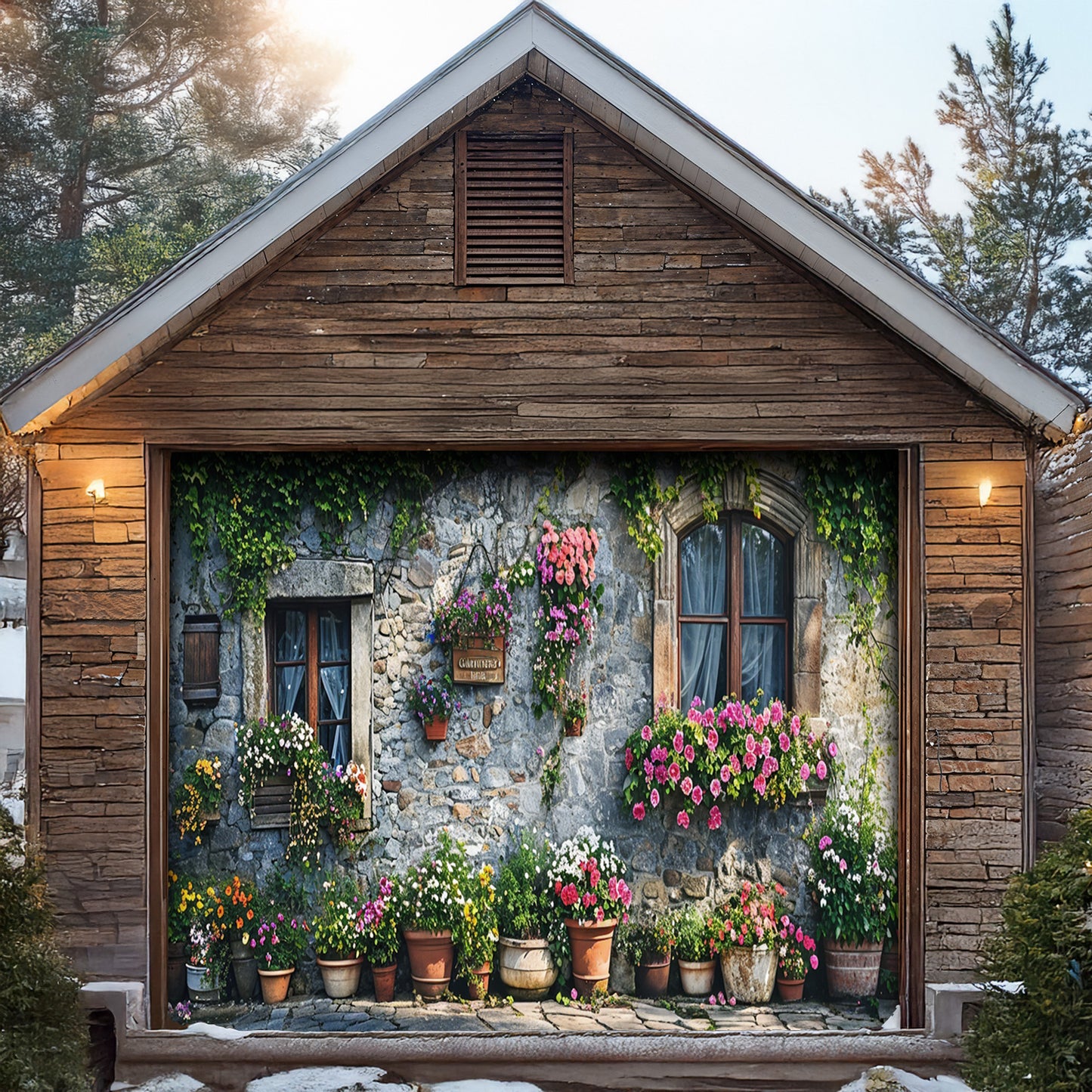 Lorva Garage Door Banner Enchanted Cottage Garden