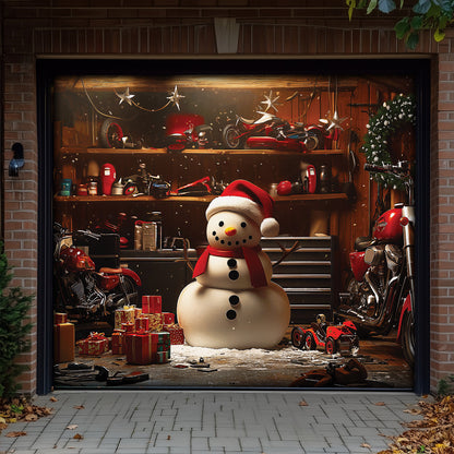 Lorva Christmas Garage Door Banner Decoration Snowman's Workshop
