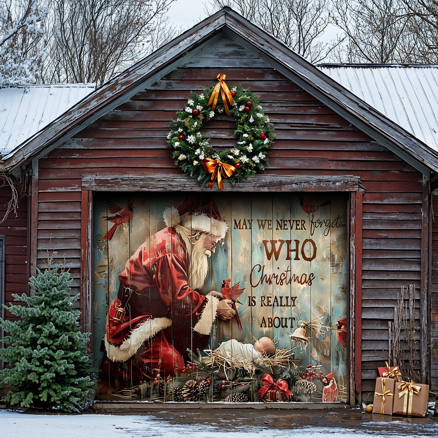 Lorva Christmas Garage Door Banner Decoration Hope Love