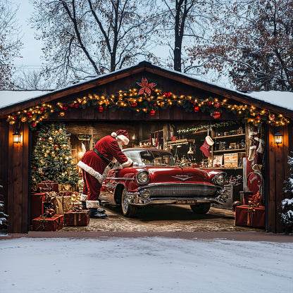 Lorva Christmas Garage Door Banner Decoration Merry Motor Garage