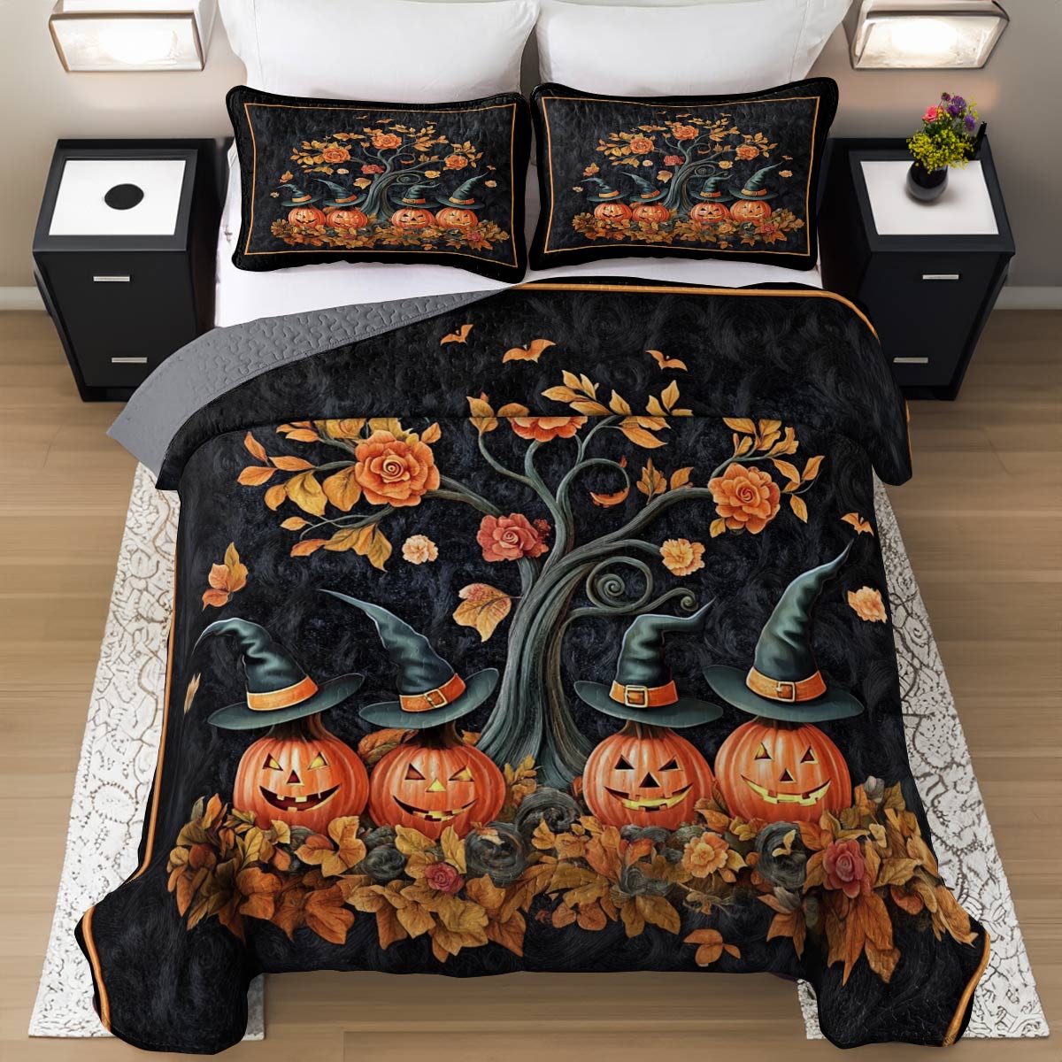 Witch Lorva All Season Quilt 3-Piece Set Pumpkin Hat Parade