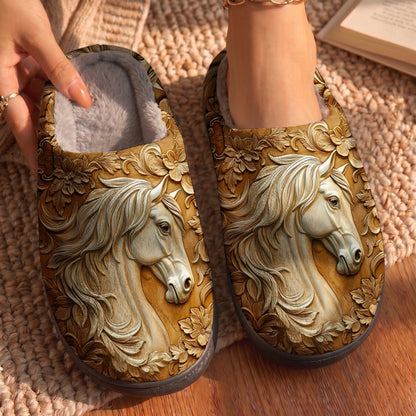 Lorva Horse Fleece Lined Slippers Enchanted