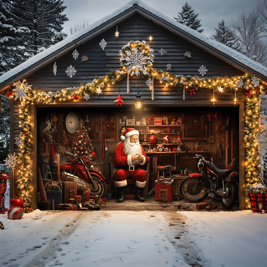 Lorva Christmas Garage Door Banner Decoration Vintage Santa's Workshop