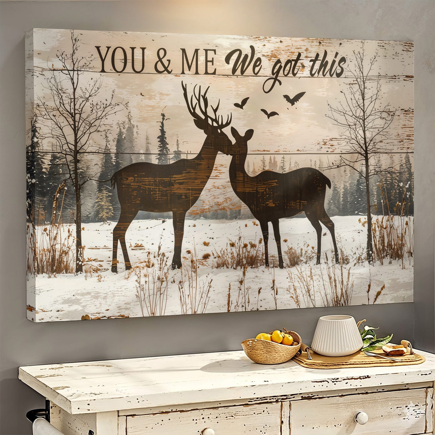 Lorva Wooden-Framed Canvas Wall You And Me We Got This