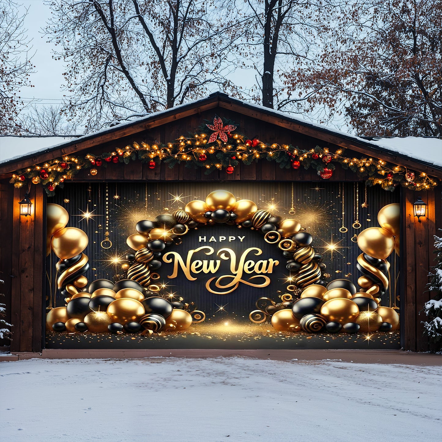 Lorva Garage Door Banner Sparkling New Year