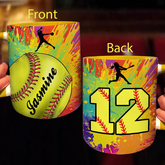 Lorva Personalized Mug Colorful Softball
