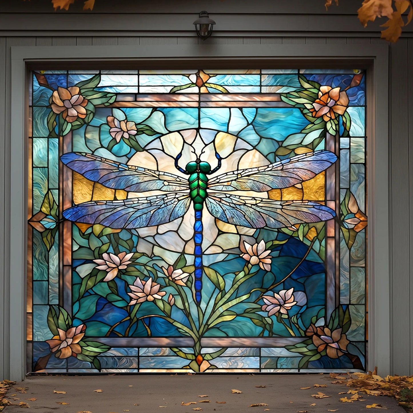 Lorva Dragonfly Garage Door Banner Decoration Mysterious Nature