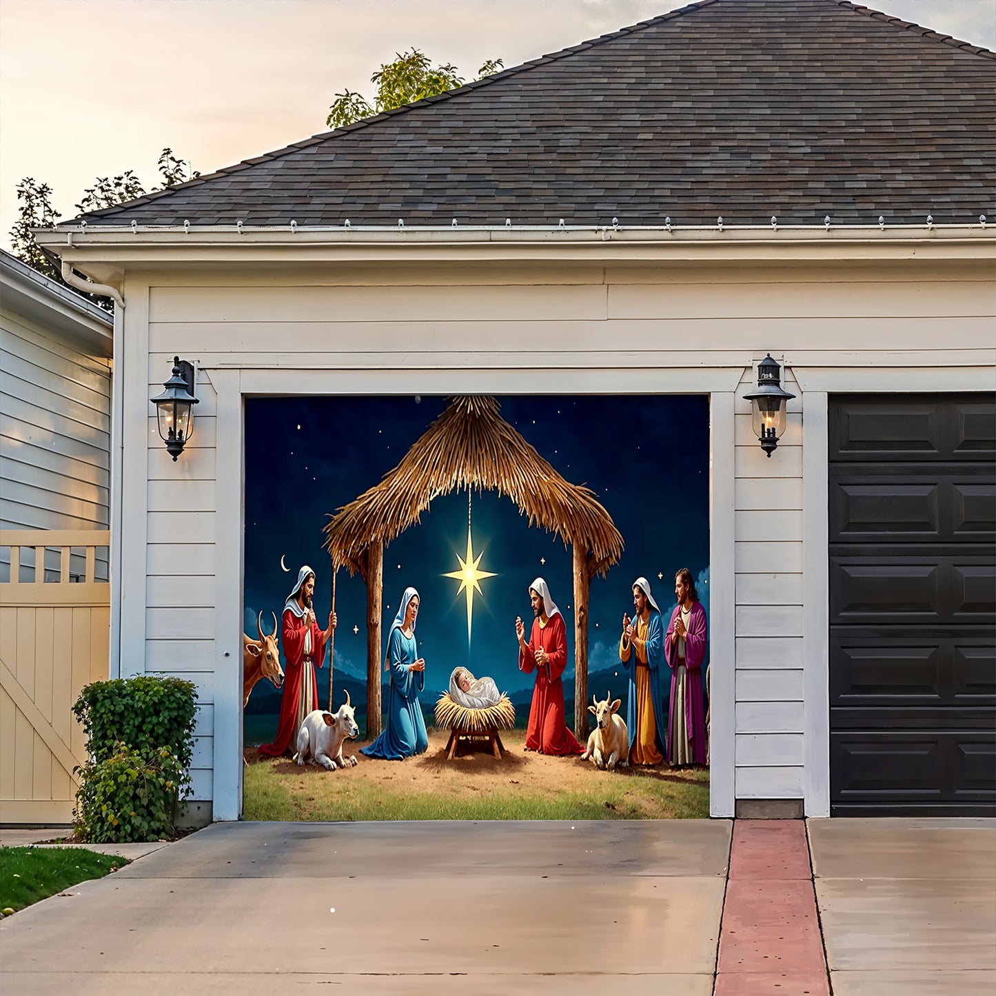 Lorva Nativity Scene Christmas Garage Door Banner Decoration
