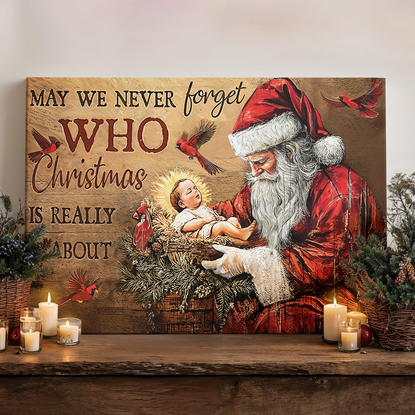Lorva Christmas Wooden-Framed Canvas Wall Faith