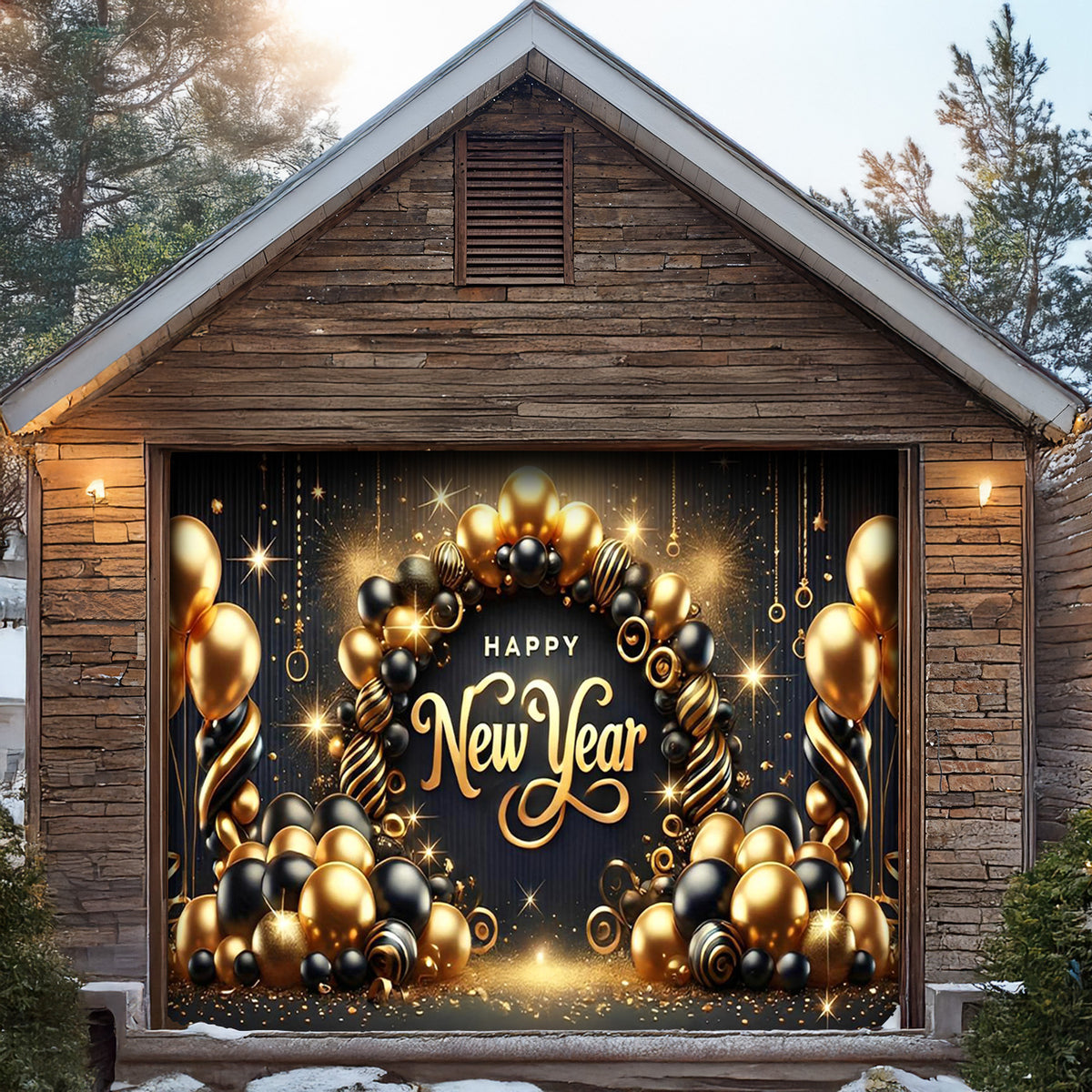 Lorva Garage Door Banner Sparkling New Year