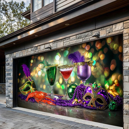 Lorva Mardi Gras Garage Door Banner Decoration Party