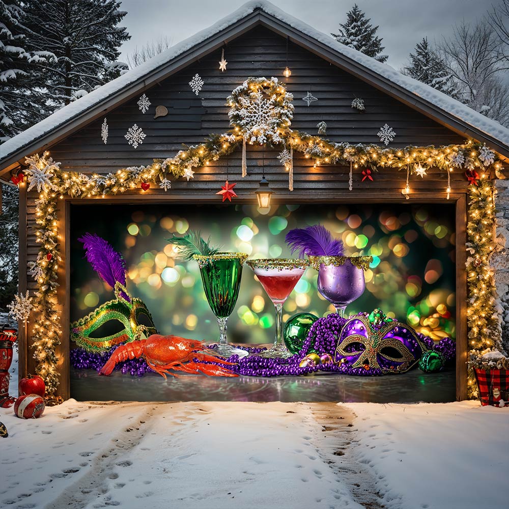 Lorva Mardi Gras Garage Door Banner Decoration Party