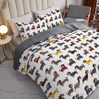 Lorva All Season Quilt 3-Piece Set Amazing Flannel Dachshund