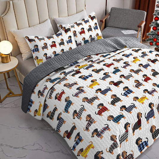 Lorva All Season Quilt 3-Piece Set Amazing Flannel Dachshund