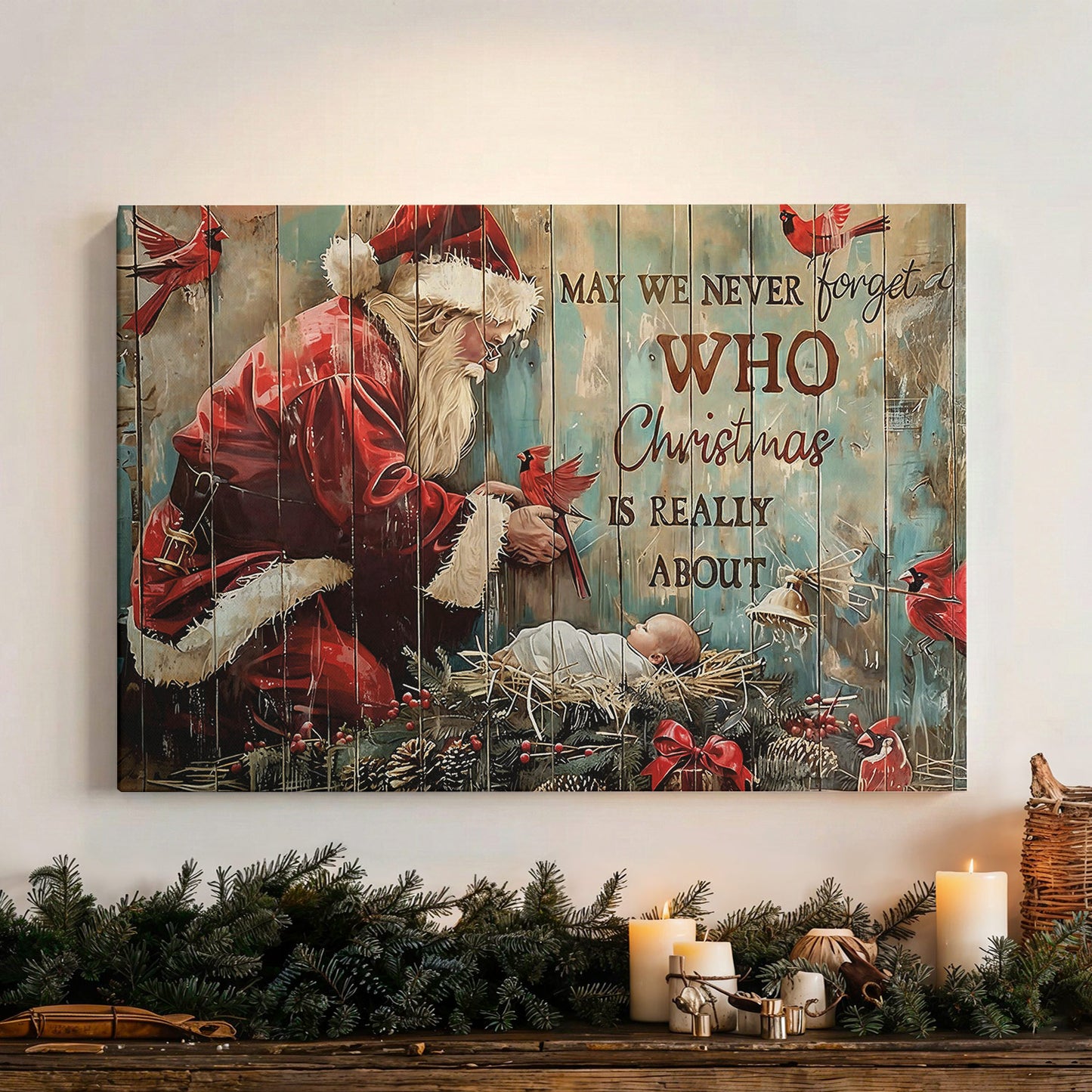Lorva Christmas Wooden-Framed Canvas Wall Hope Love