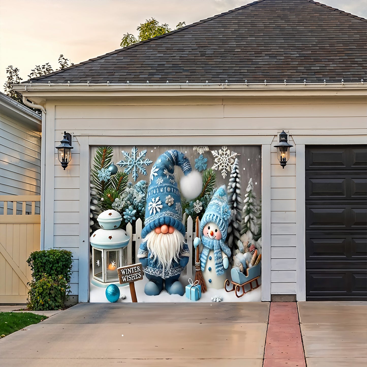 Lorva Christmas Garage Door Banner Decoration Winter Wishes