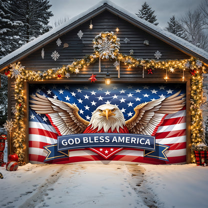Lorva Christmas Garage Door Banner Decoration God Bless America