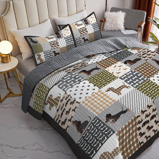 Lorva All Season Quilt 3-Piece Set Happy Dachshunds