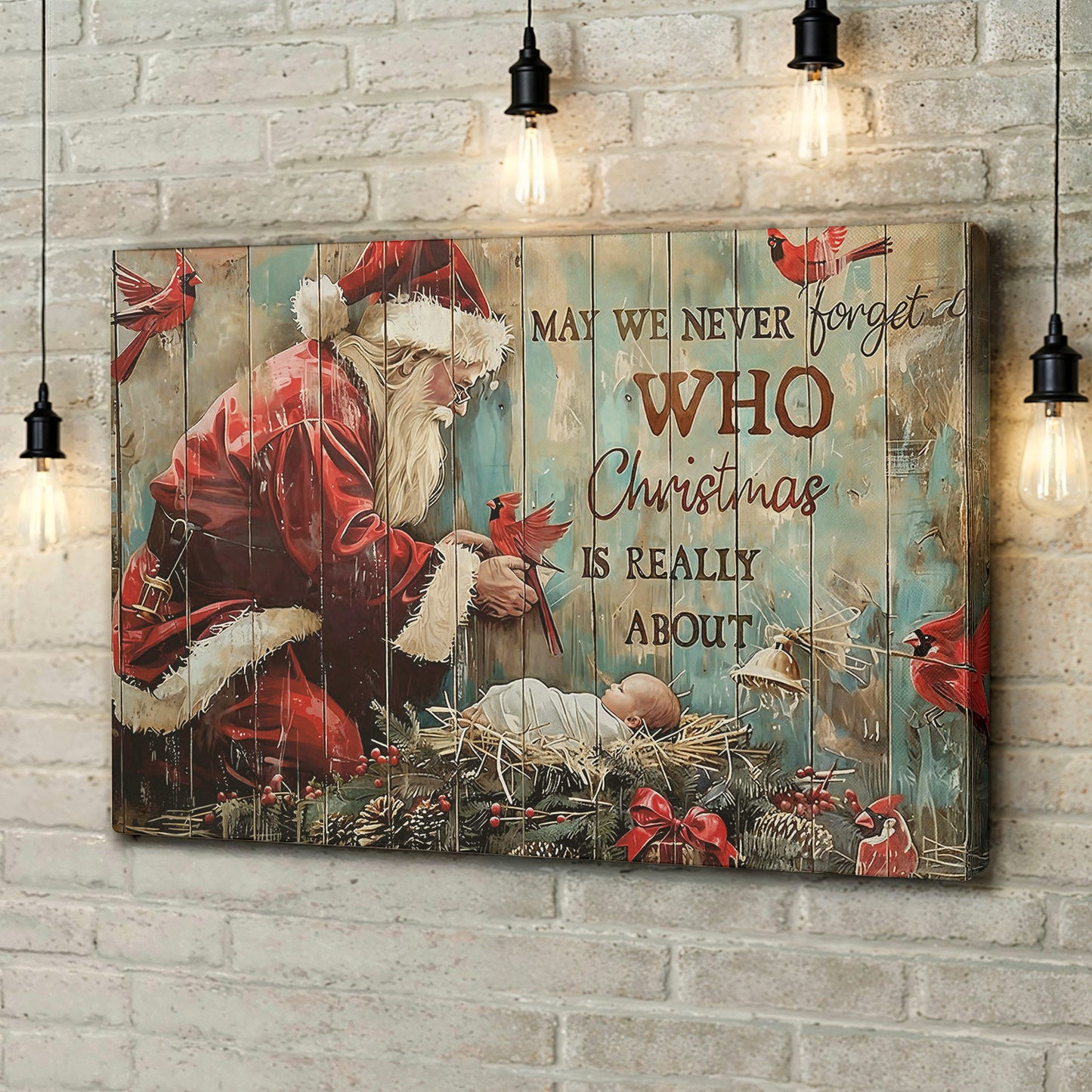 Lorva Christmas Wooden-Framed Canvas Wall Hope Love