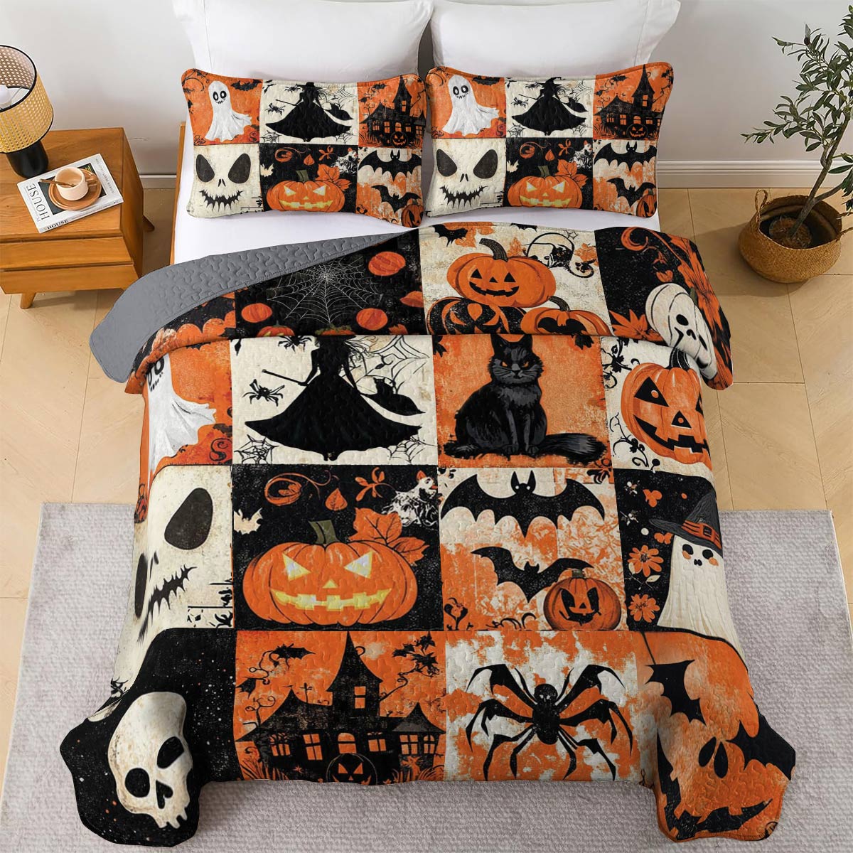 Lorva All Season Quilt 3-Piece Set Happy Halloween