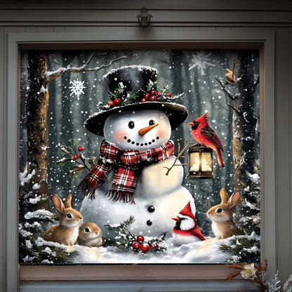 Lorva Snowman Christmas Garage Door Banner Decoration Love Time