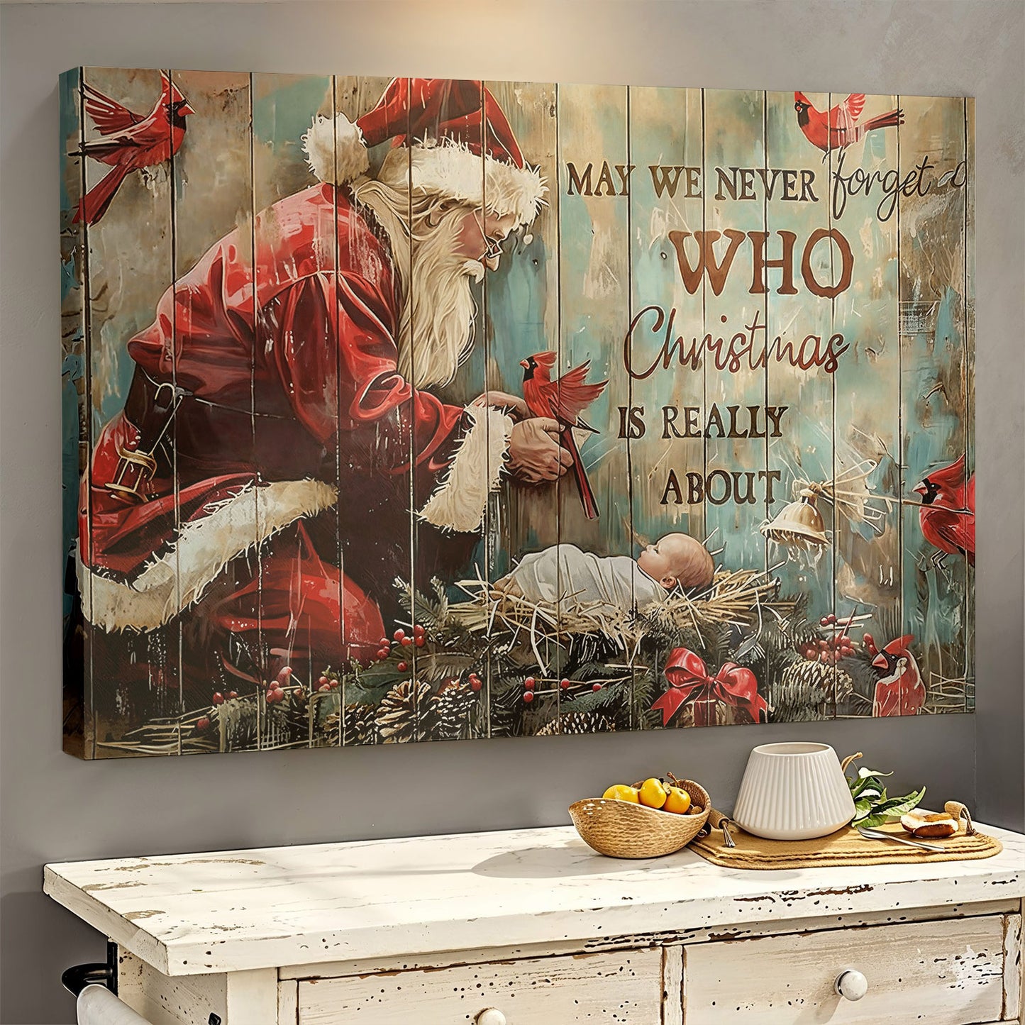 Lorva Christmas Wooden-Framed Canvas Wall Hope Love