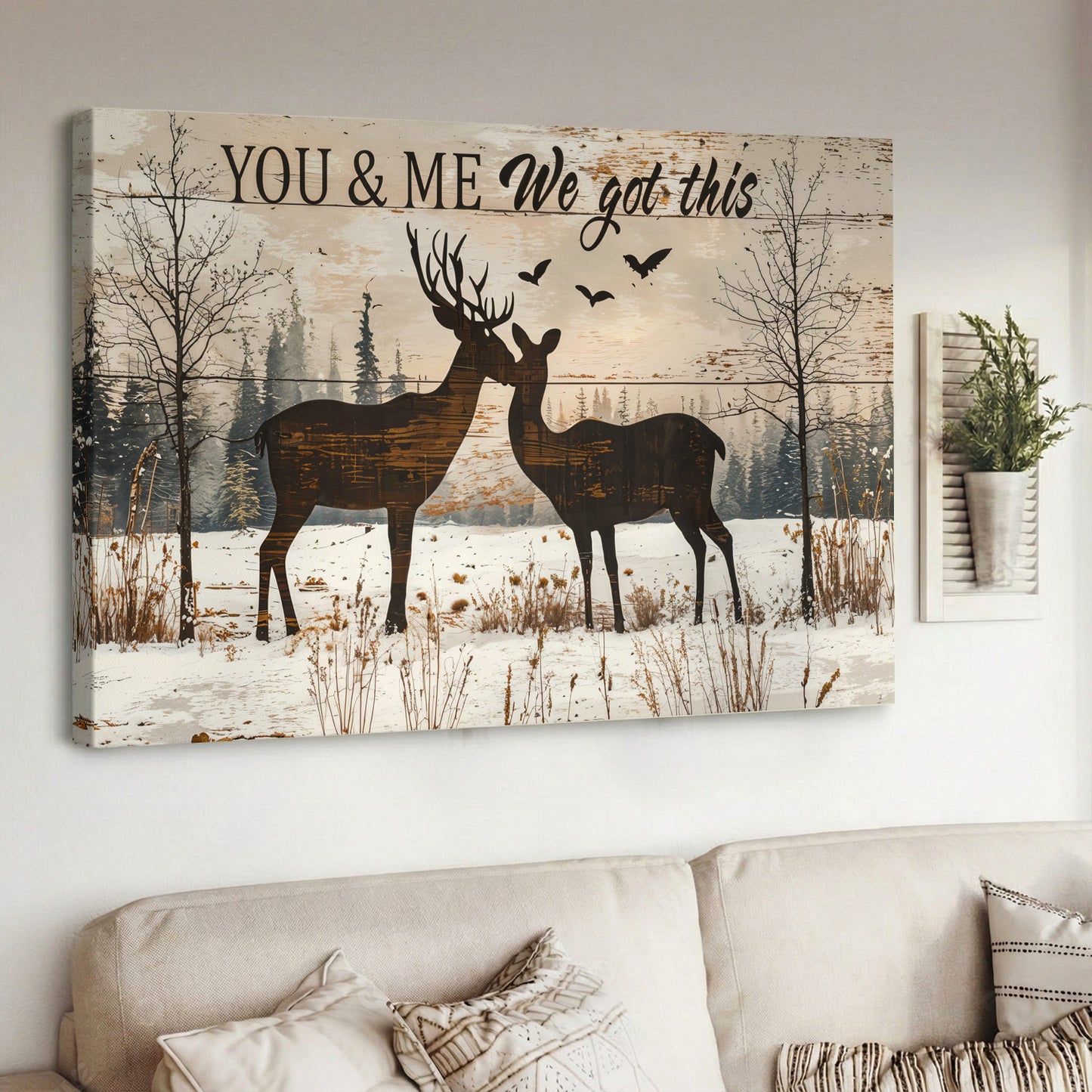 Lorva Wooden-Framed Canvas Wall You And Me We Got This