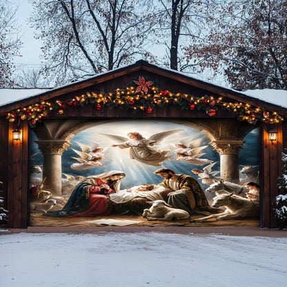 Lorva Christmas Garage Door Banner Decoration Grace The Nativity Scene