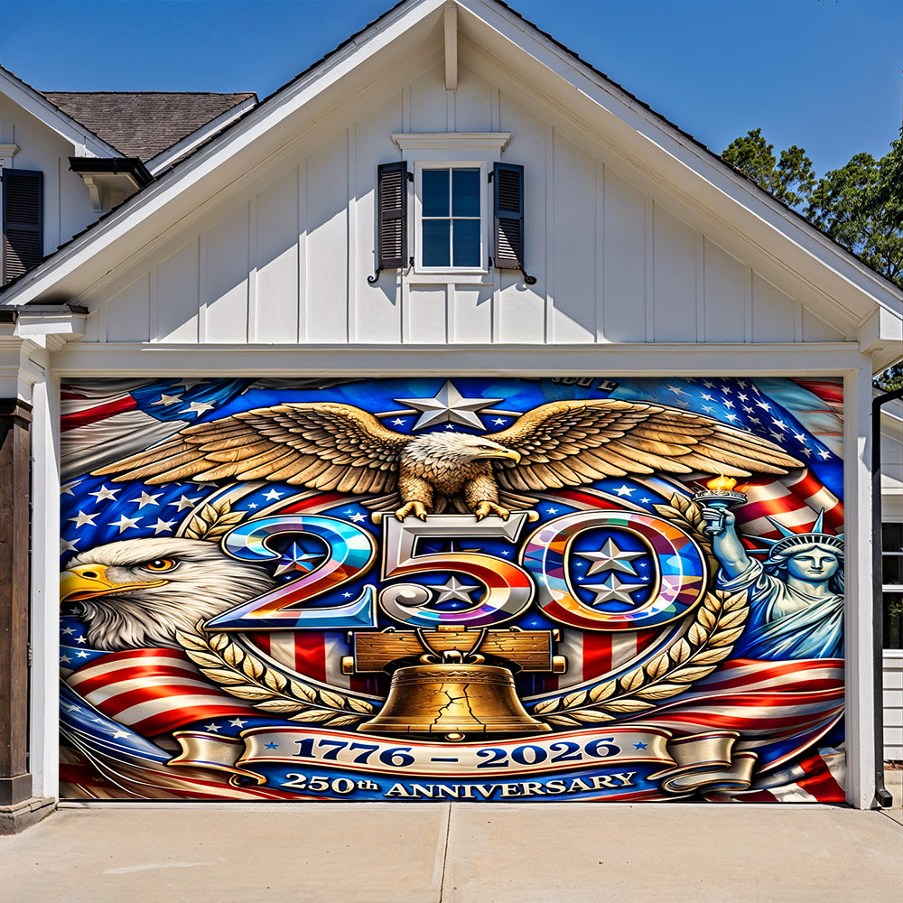 Lorva Garage Door Banner Decoration America 250th Anniversary