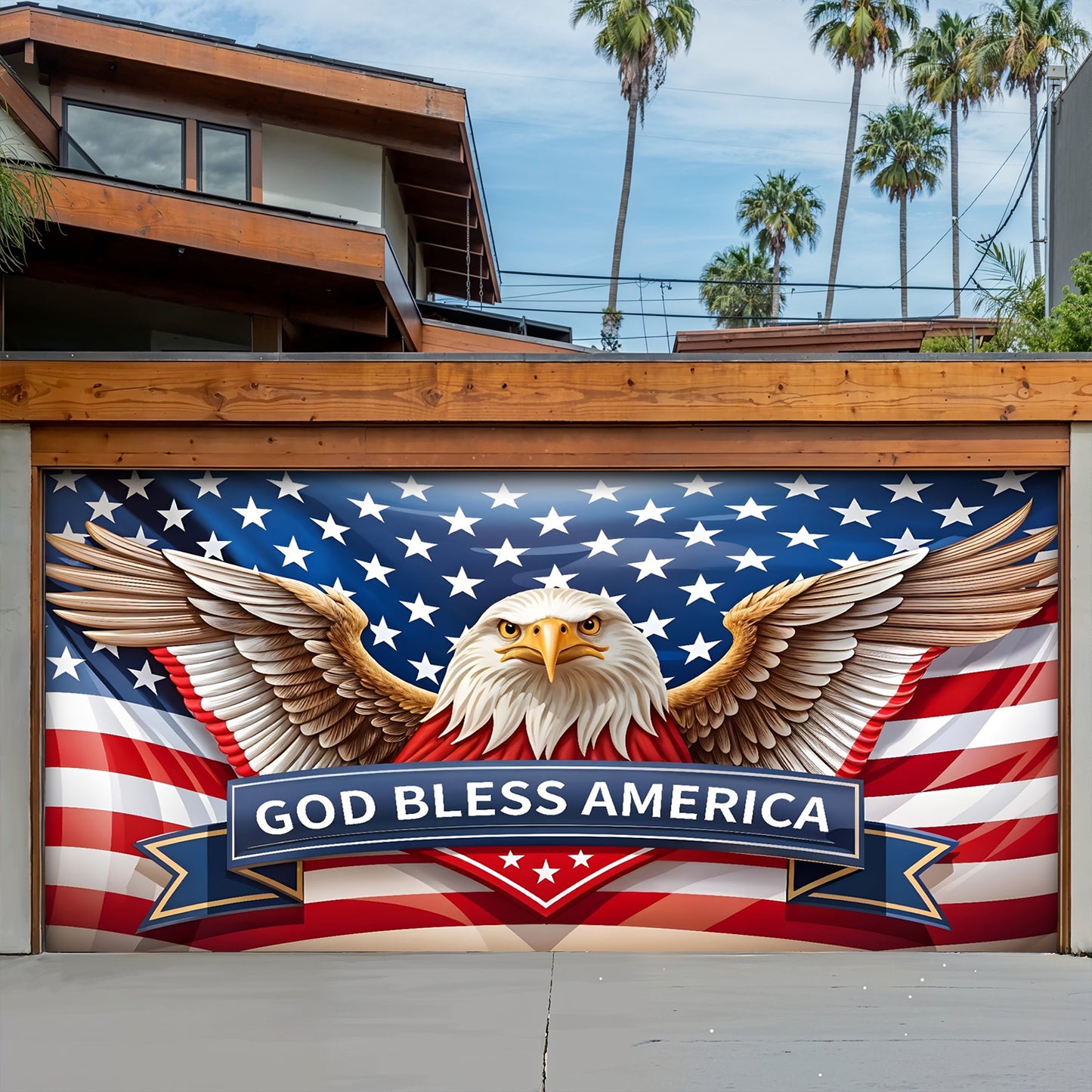 Lorva Christmas Garage Door Banner Decoration God Bless America