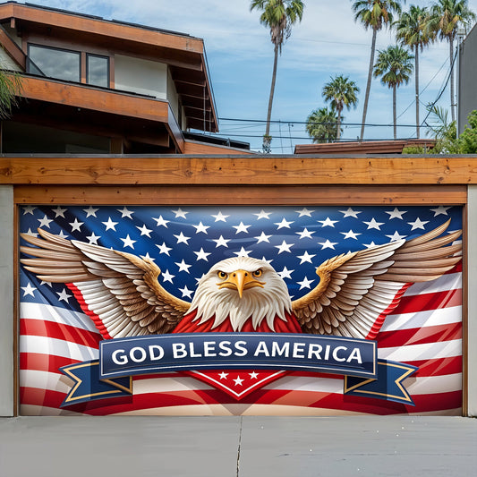 Lorva Christmas Garage Door Banner Decoration God Bless America