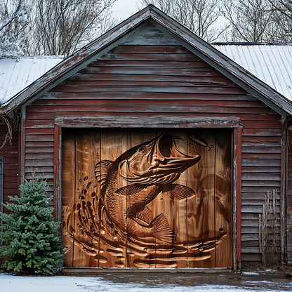Lorva Fishing Garage Door Banner Decoration Stunning Largemouth Bass