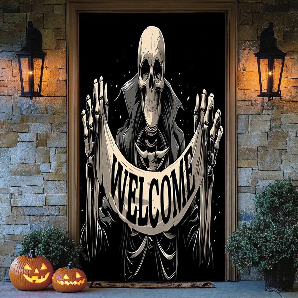 Lorva Halloween Door Cover Skeleton Welcome