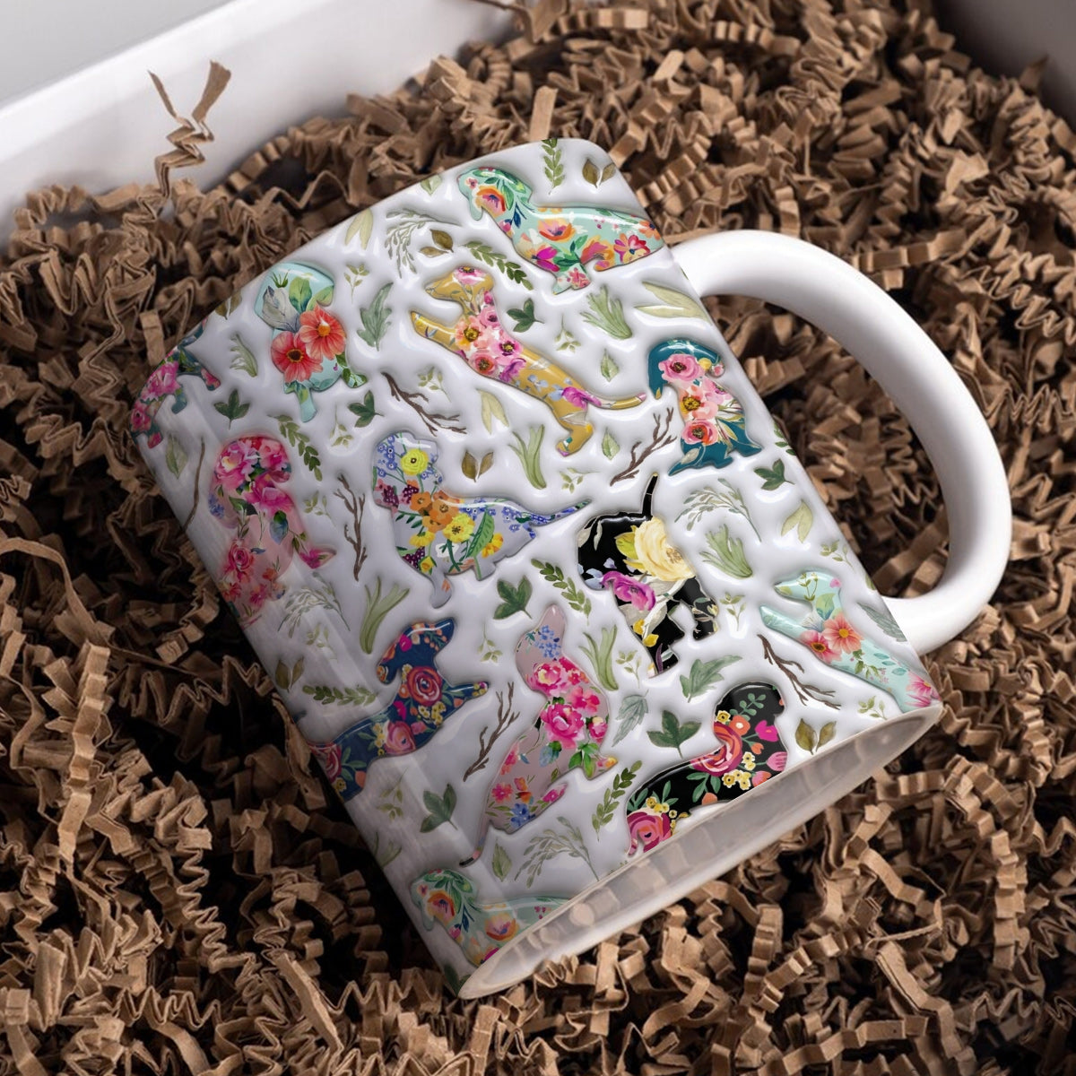 Lorva Dachshund Flat Print Mug Charming Floral Dachshund
