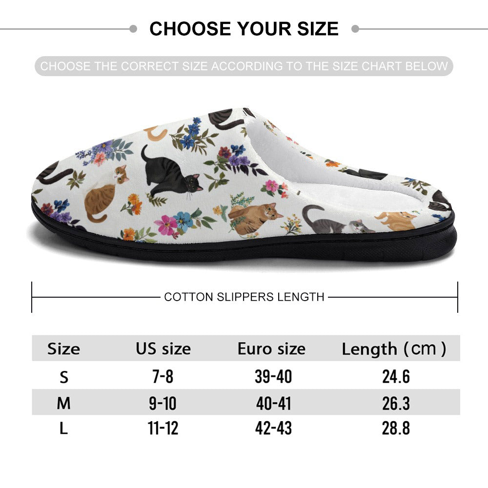 Lorva Slippers Cute Floral Cats