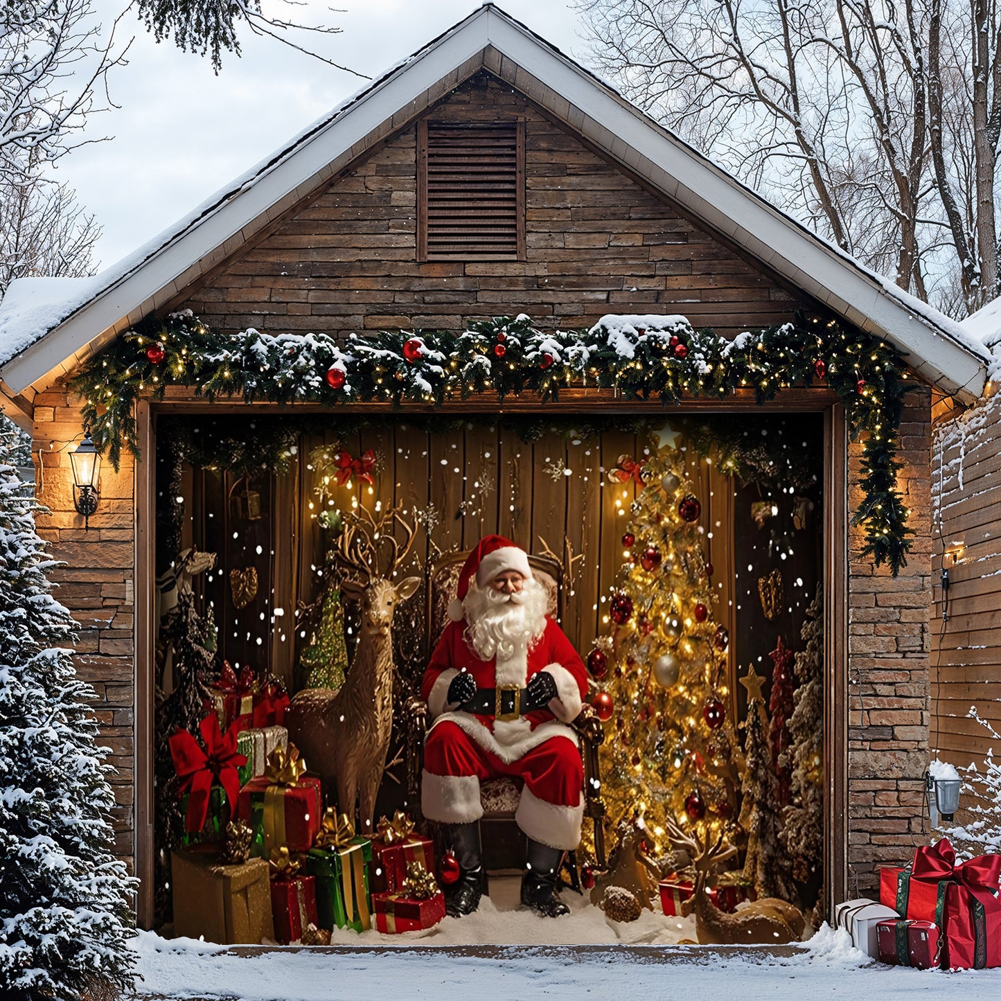 Lorva Christmas Garage Door Banner Decoration Cozy Home