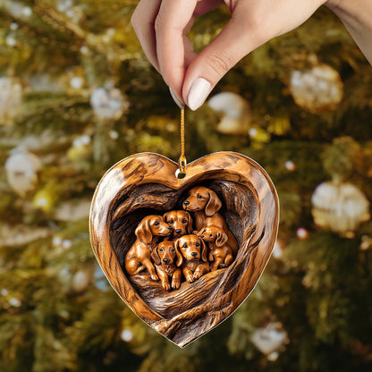Lorva Dachshund 2D Acrylic Ornament Heart