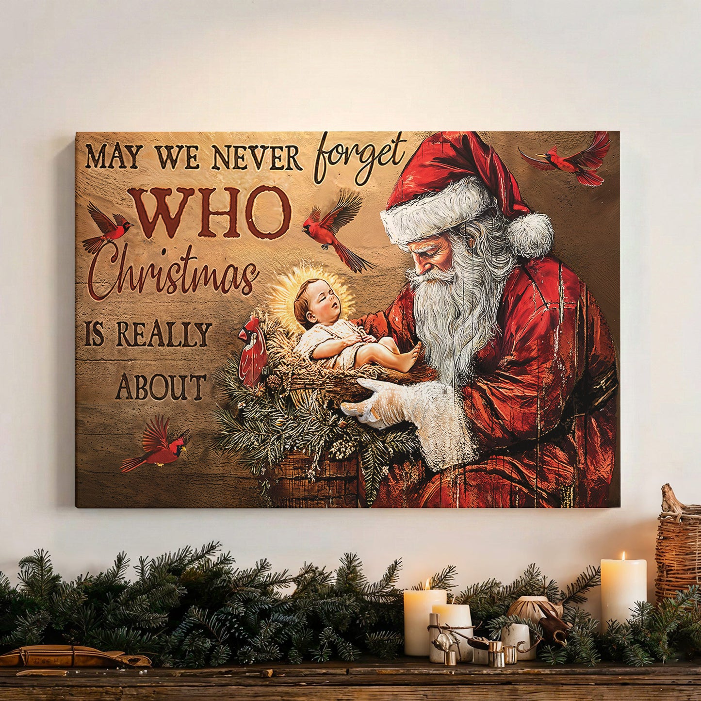 Lorva Christmas Wooden-Framed Canvas Wall Faith