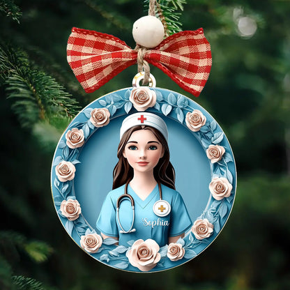 Lorva Nurse 2D Personalized Acrylic Ornament Compassion Bloom