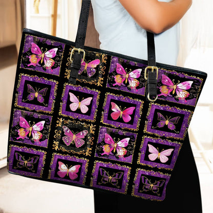 Lorva Leather Tote Bag Gorgeous Butterfly Tapestry